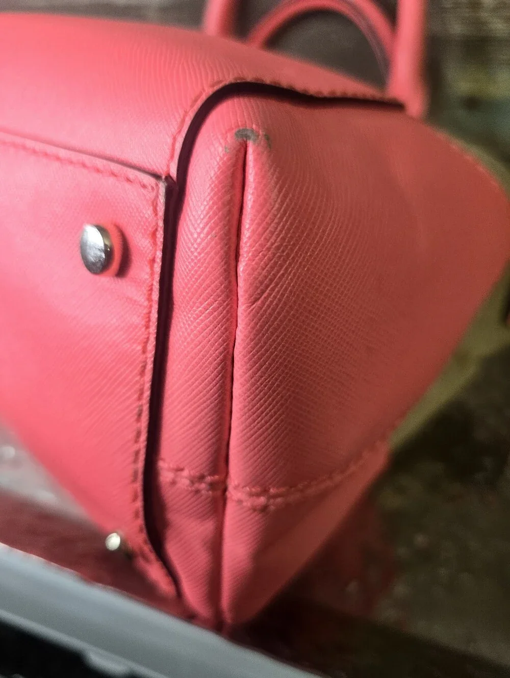 Kate Spade Coral Pink Canvas Satchel Storybook Lining